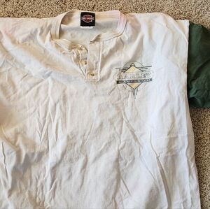 Harley-Davidson White and Green Men's Shirt